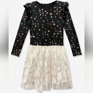 PixieLane dress, black/gold/stars/tulle